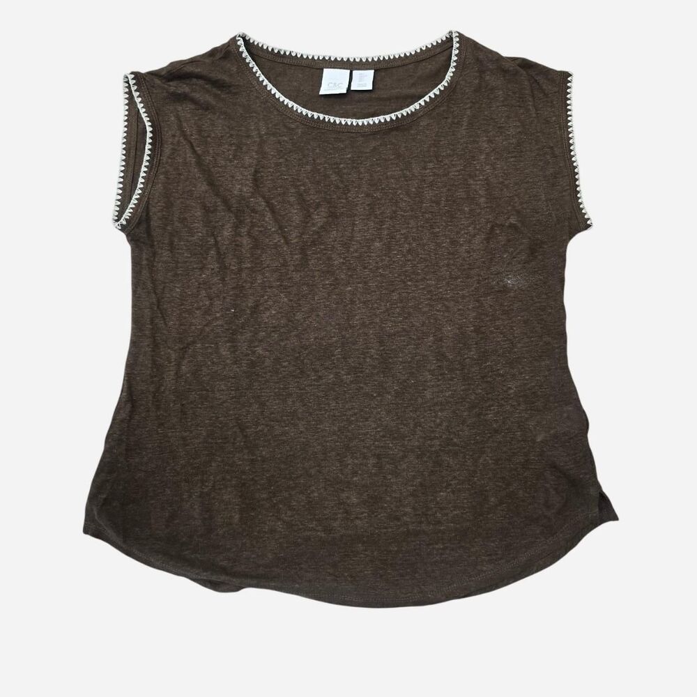 C&C 100% linen Women's Size Large Brown tank top